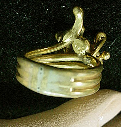 Brass Abstract Artist Ring, 1960's, Size 8. Brass Abstract Artist Ring, 1960's, Size 8.