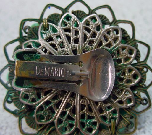 1950's, DiMario, Turquoise Bead, Clip On Earrings 1950's, DiMario, Turquoise Bead, Clip On Earrings