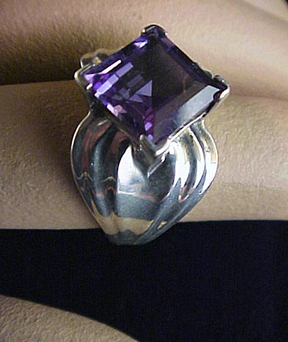 Sterling and Amethyst Ring...Unusual Setting... Sterling and Amethyst Ring...Unusual Setting...