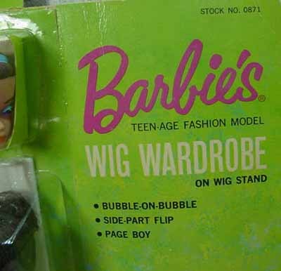 Mattel Mint On Card, 1963 Barbie Wig Wardrobe. Mattel Mint On Card, 1963 Barbie Wig Wardrobe.