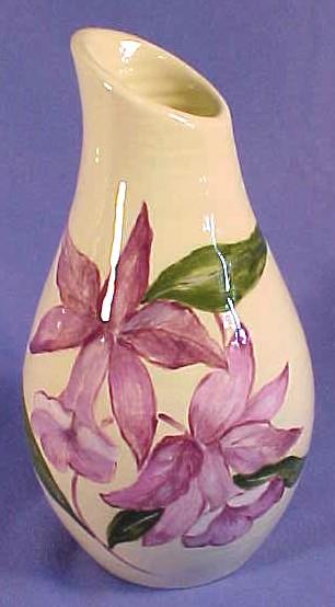 Studio Made Vase with Hand Painted Orchids, Signed Studio Made Vase with Hand Painted Orchids, Signed