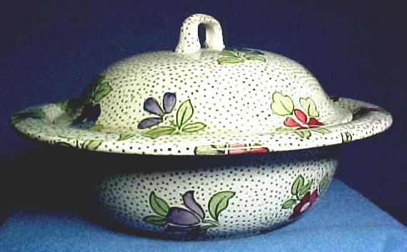 Chintz Covered Soap Dish with Drainer Staffordshire 1912 Chintz Covered Soap Dish with Drainer Staffordshire 1912