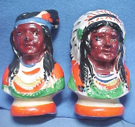 Indian Chief and Squaw Salt and Pepper Shakers Indian Chief and Squaw Salt and Pepper Shakers