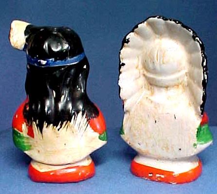 Indian Chief and Squaw Salt and Pepper Shakers Indian Chief and Squaw Salt and Pepper Shakers