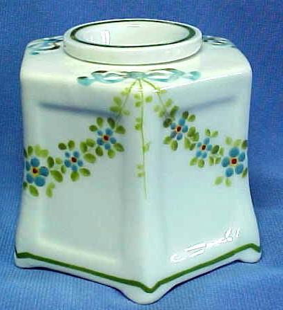 Victorian Inkwell China with Hand Painted Flowers Victorian Inkwell China with Hand Painted Flowers