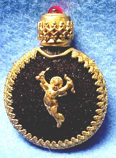 Purse Perfume with Cupid Filigree and Jewel cap Czechoslovakia Purse Perfume with Cupid Filigree and Jewel cap Czechoslovakia