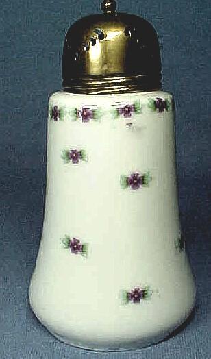 Antique Staffordshire Muffineer or Sugar Shaker with Violets Antique Staffordshire Muffineer or Sugar Shaker with Violets