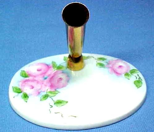 Lady's Desk Set Hand Painted Porcelain with Roses Signed Lady's Desk Set Hand Painted Porcelain with Roses Signed