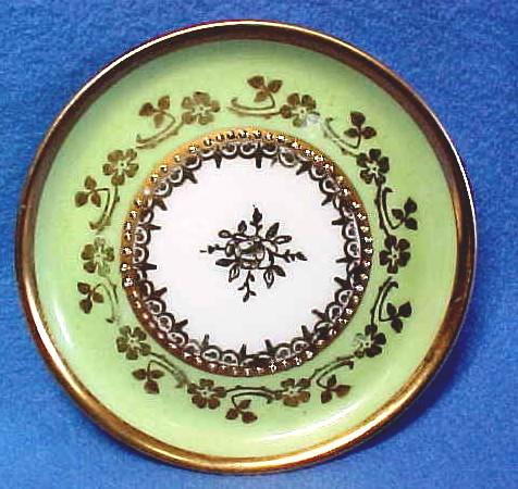 Exquisite German Porcelain Butter Pat with Lavish Gold and Beading Exquisite German Porcelain Butter Pat with Lavish Gold and Beading