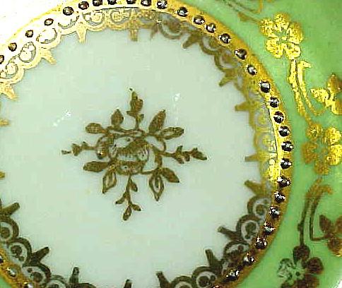 Exquisite German Porcelain Butter Pat with Lavish Gold and Beading Exquisite German Porcelain Butter Pat with Lavish Gold and Beading