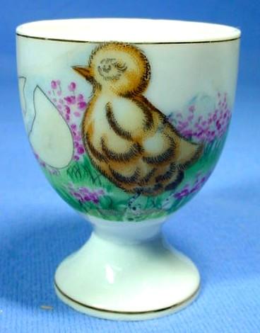 Vintage Egg Cup with Baby Chick and Flowers Vintage Egg Cup with Baby Chick and Flowers