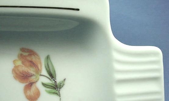 German Porcelain Tray with Pretty Orange Tulips and Pink Rose German Porcelain Tray with Pretty Orange Tulips and Pink Rose