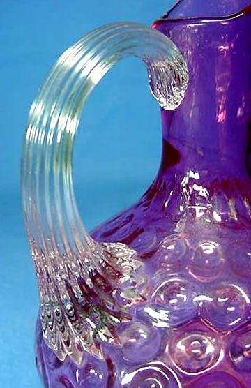 Pale Cranberry Glass Cruet with Ribbed Handle Pale Cranberry Glass Cruet with Ribbed Handle
