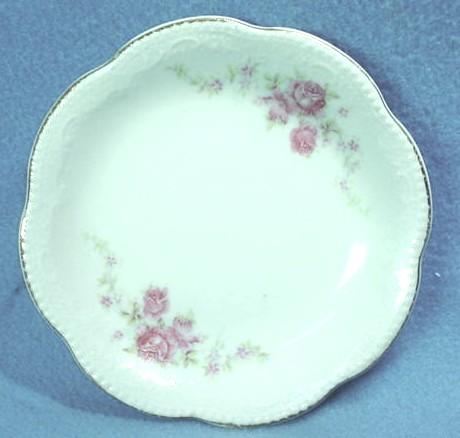 English Porcelain Butter Pat with Pink Roses English Porcelain Butter Pat with Pink Roses