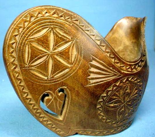 Scandinavian Hand Carved Wood Ornamental Pitcher Scandinavian Hand Carved Wood Ornamental Pitcher