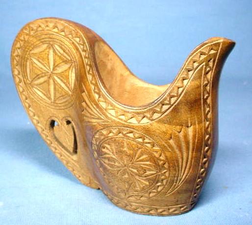 Scandinavian Hand Carved Wood Ornamental Pitcher Scandinavian Hand Carved Wood Ornamental Pitcher