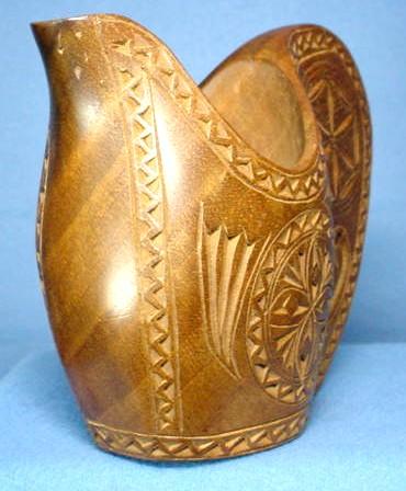 Scandinavian Hand Carved Wood Ornamental Pitcher Scandinavian Hand Carved Wood Ornamental Pitcher