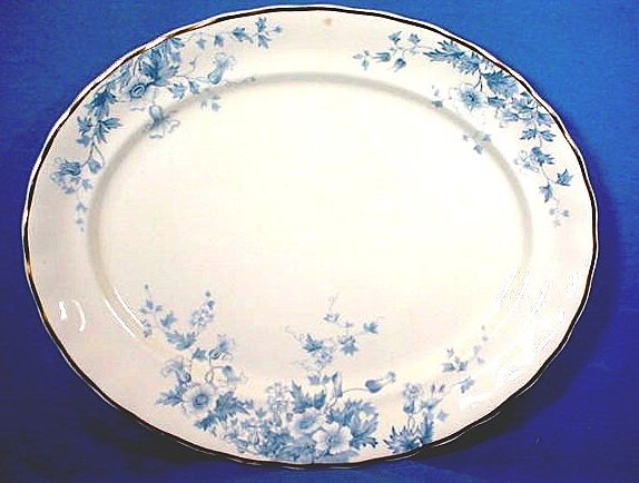 Large Platter with Blue Floral Design English:1886+ Large Platter with Blue Floral Design English:1886+