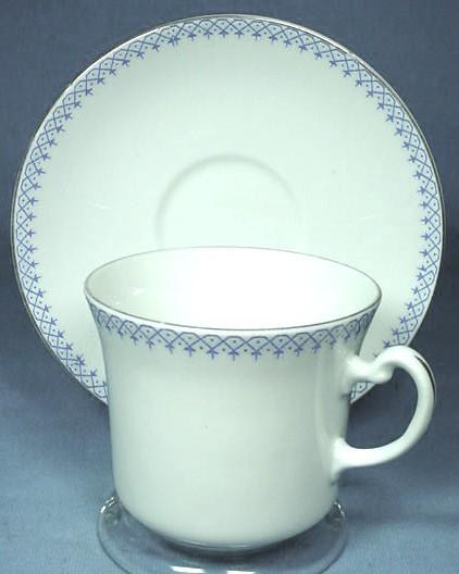 English China Blue and White Cup and Saucer English China Blue and White Cup and Saucer