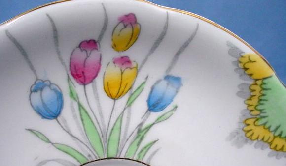 Royal Stafford China Tea For Two Set with Hand Painted Tulips Royal Stafford China Tea For Two Set with Hand Painted Tulips
