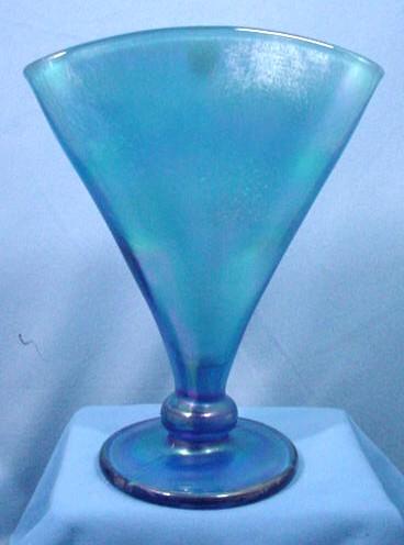 Fenton Fan Vase Gorgeous Iridescent Blue Original Label Fenton Fan Vase Gorgeous Iridescent Blue Original Label