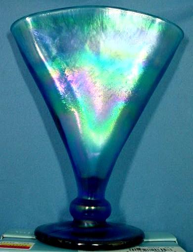 Fenton Fan Vase Gorgeous Iridescent Blue Original Label Fenton Fan Vase Gorgeous Iridescent Blue Original Label