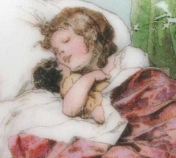 Victorian Child's Plate Sweet Little Girl Sleeping with her Doll Victorian Child's Plate Sweet Little Girl Sleeping with her Doll