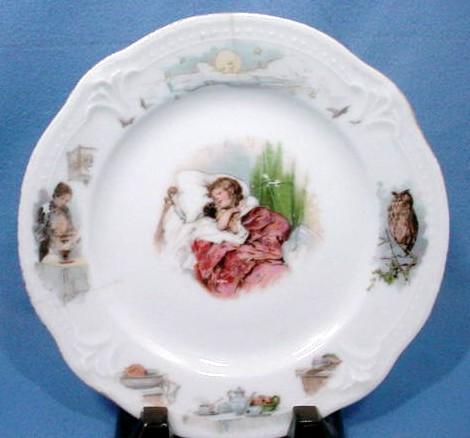 Victorian Child's Plate Sweet Little Girl Sleeping with her Doll Victorian Child's Plate Sweet Little Girl Sleeping with her Doll