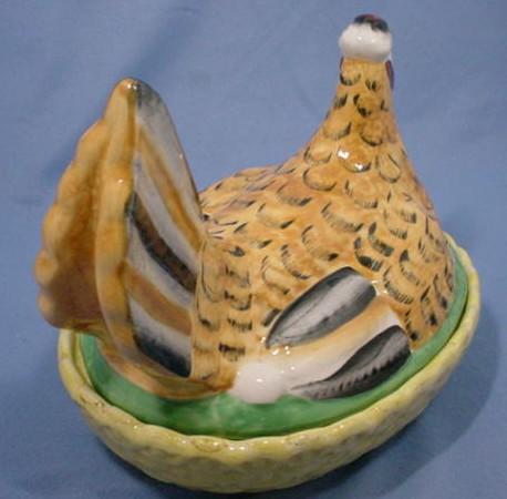 Staffordshire Pottery Hen On Nest Covered Dish Staffordshire Pottery Hen On Nest Covered Dish