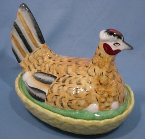 Staffordshire Pottery Hen On Nest Covered Dish Staffordshire Pottery Hen On Nest Covered Dish