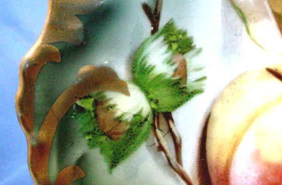 Gorgeous Bavarian Porcelain Fancy Plate with Peaches and Plums Gorgeous Bavarian Porcelain Fancy Plate with Peaches and Plums