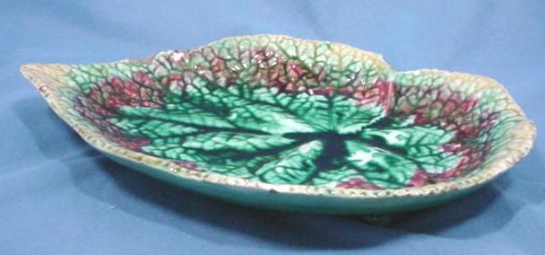 Antique Majolica Begonia Leaf Shaped Dish Antique Majolica Begonia Leaf Shaped Dish