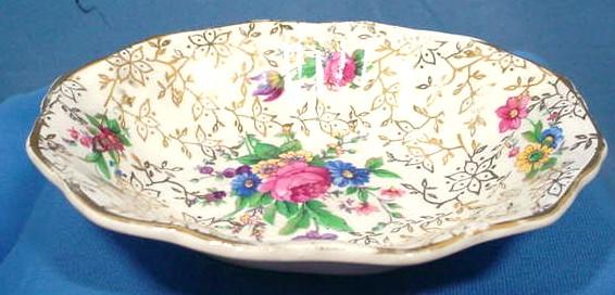 Chintz Scalloped Dish with Deep Pink Roses Vintage 1946 Chintz Scalloped Dish with Deep Pink Roses Vintage 1946