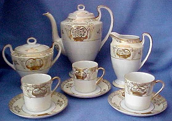 Antique Nippon Style Eggshell China Coffee Set Antique Nippon Style Eggshell China Coffee Set