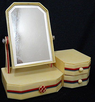 Art Deco Bakelite Dollhouse Dresser with Swing Mirror Art Deco Bakelite Dollhouse Dresser with Swing Mirror