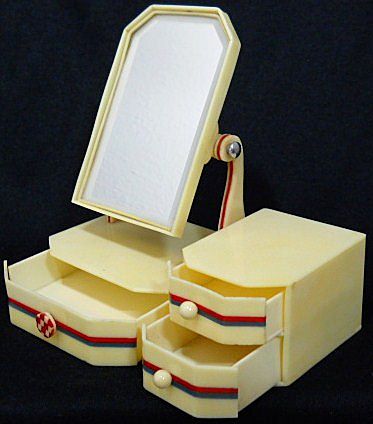 Art Deco Bakelite Dollhouse Dresser with Swing Mirror Art Deco Bakelite Dollhouse Dresser with Swing Mirror