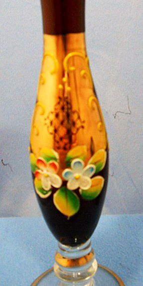 Ruby Glass Bud Vase with Enamel and Gold Decoration. Ruby Glass Bud Vase with Enamel and Gold Decoration.