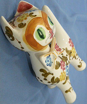 Vintage Pottery Cat Figure Hand Painted Vintage Pottery Cat Figure Hand Painted