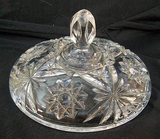 Pressed Glass Covered Candy Dish Vintage Pressed Glass Covered Candy Dish Vintage