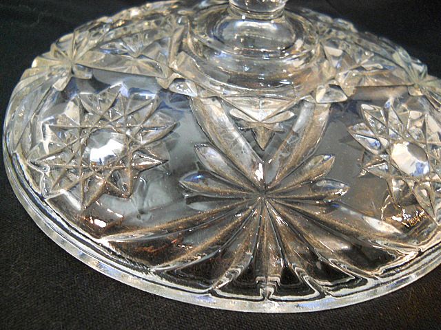 Pressed Glass Covered Candy Dish Vintage Pressed Glass Covered Candy Dish Vintage