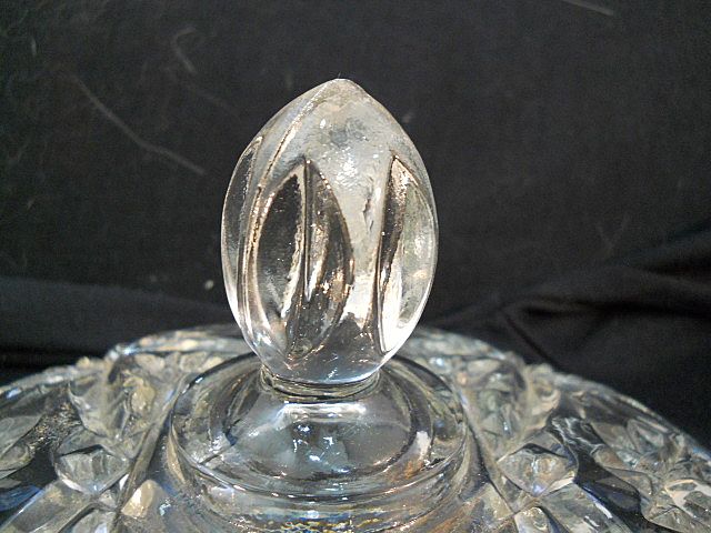 Pressed Glass Covered Candy Dish Vintage Pressed Glass Covered Candy Dish Vintage