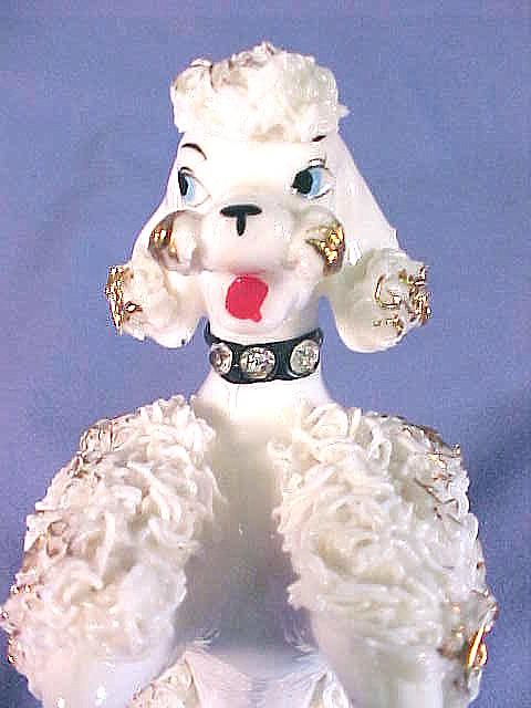 Vintage White Spaghetti Poodle with Rhinestone Collar Vintage White Spaghetti Poodle with Rhinestone Collar