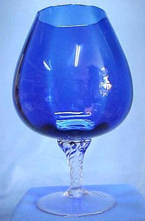Cobalt Blue Large Snifter with Clear Twisted Stem Cobalt Blue Large Snifter with Clear Twisted Stem
