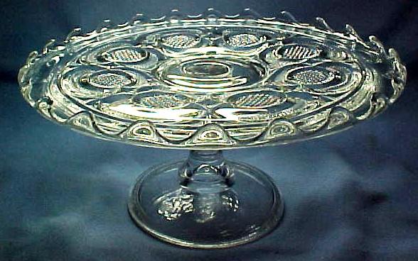 EAPG Cake Pedestal Diamond Point Disks C1905, Higbee Glass EAPG Cake Pedestal Diamond Point Disks C1905, Higbee Glass