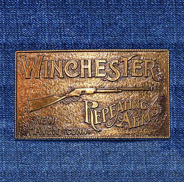 Vintage Winchester Rifle Brass Belt Buckle Mint Condition Vintage Winchester Rifle Brass Belt Buckle Mint Condition