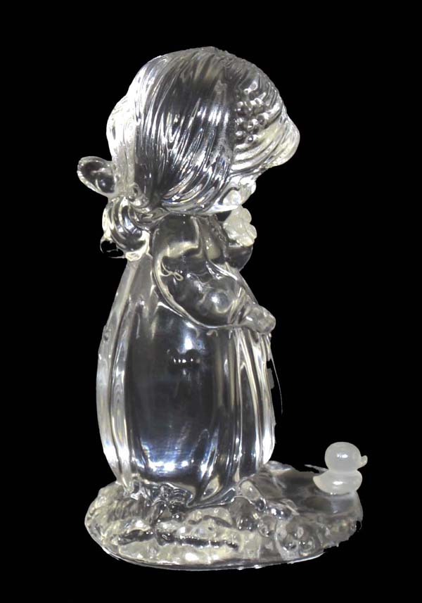 Enesco Crystal Girl with Flower and Duck Figurine 1991 Samuel j. Butcher Enesco Crystal Girl with Flower and Duck Figurine 1991 Samuel j. Butcher