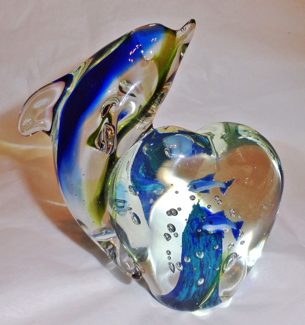 blown glass dolphin ornaments