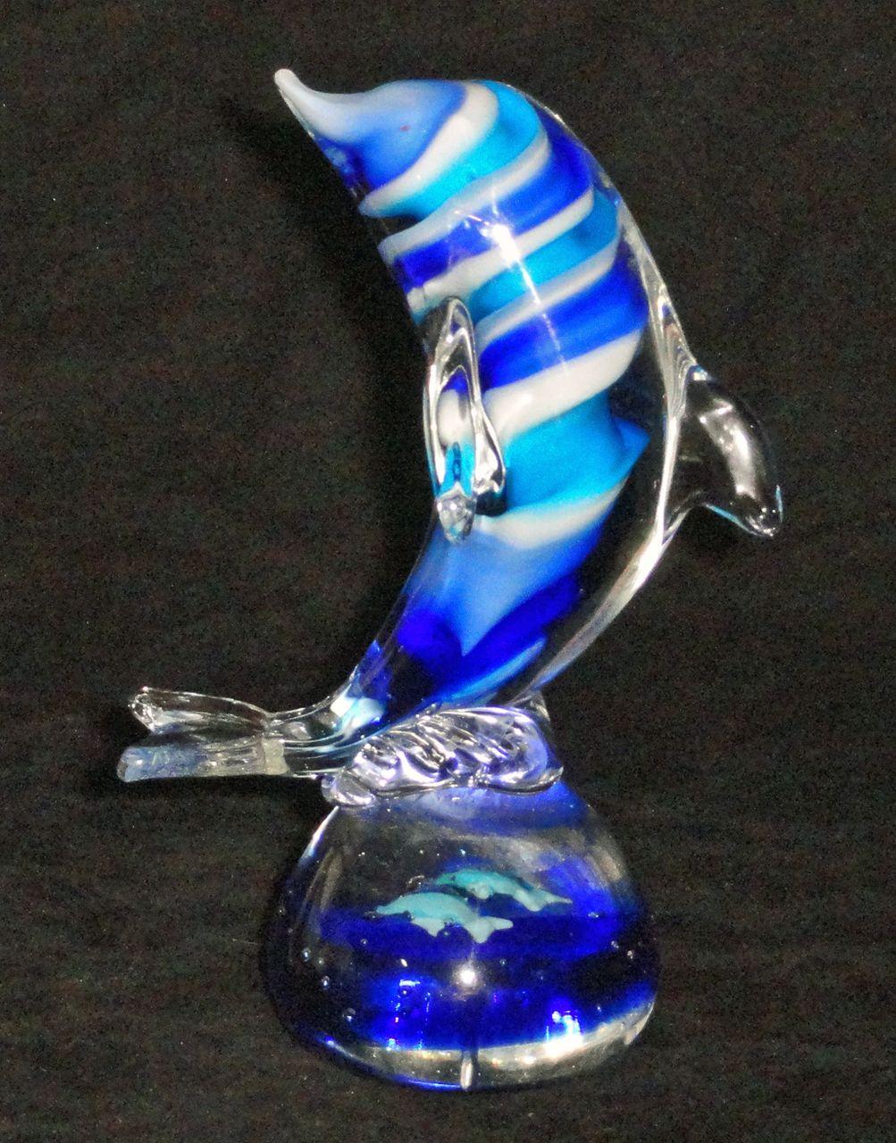 Hand Blown Glass Crystal Striped Dolphin Figurine Paperweight With From Fransfinds On Ruby Lane