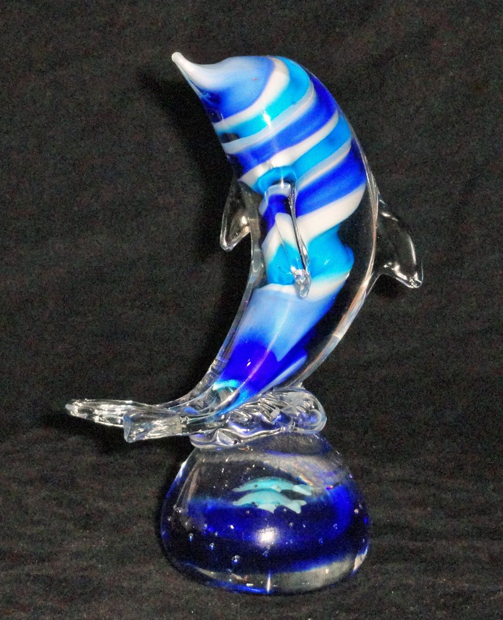 Hand Blown Glass Crystal Striped Dolphin Figurine Paperweight With From Fransfinds On Ruby Lane