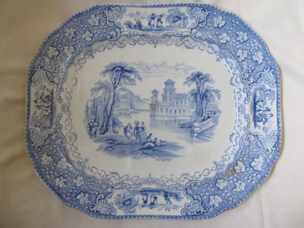 Antique Blue Transferware Platter--Italian Lakes Antique Blue Transferware Platter--Italian Lakes